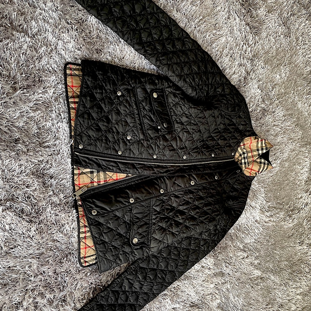 Boys Black  Quilted Burberry Jacket